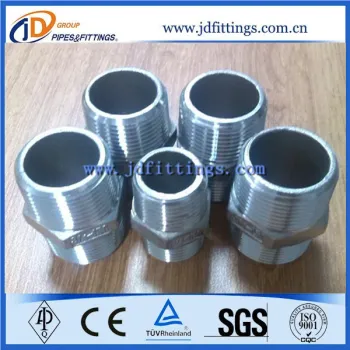304 or 316 Stainless Steel Pipe Fittings Hexagon Male Nipple