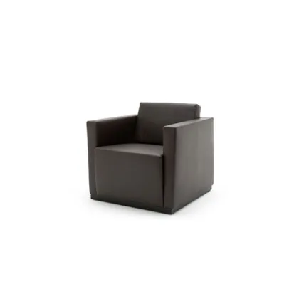 Contemporary One Seater Leather Sofa Stainless Steel