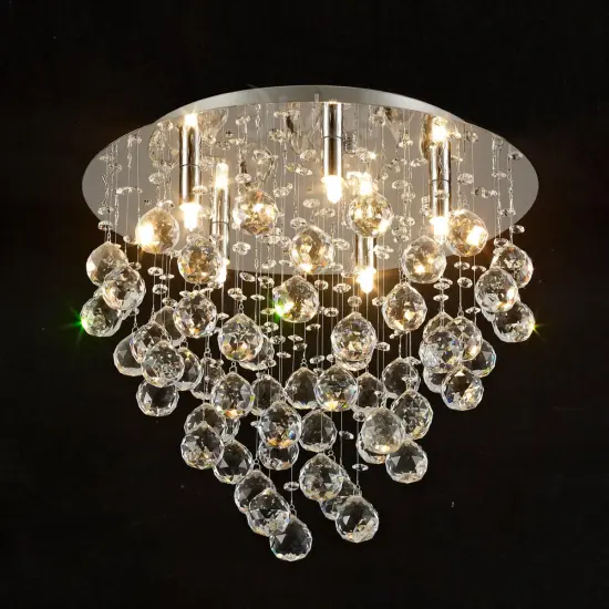 Modern Small Round Ceiling Lamp with Raindrop Chandelier for Bedroom and Kitchen