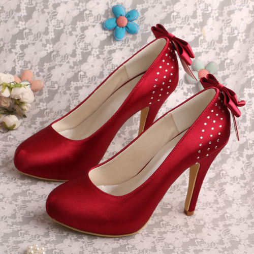 Wedopus High Heel Bridesmaid Shoes Wine Red