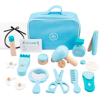 Creative Wooden Beauty Salon Hairdressing Bag: The Ultimate Kids' Pretend Play Hair Styling Set