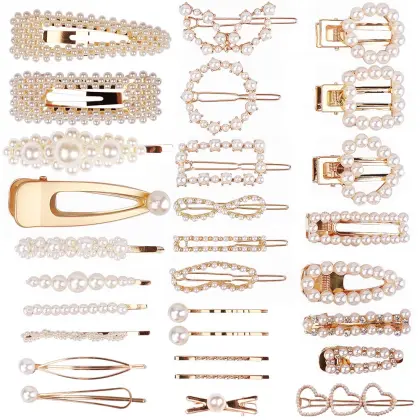 Ruigang Factory Korean Wedding Bobby Barrettes Geometric Imitation Pearl Hair Clips