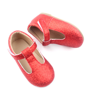 Sapatos vestido de bebê com glitter para festa de Natal para meninas