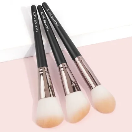Professional Highlight Brush Set - MAANGE 3pcs Champagne Makeup Powder Brushes