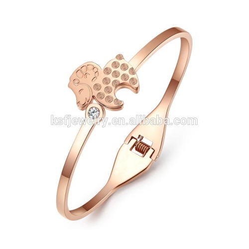 Fashion Animal stainless steel rose gold bangle with stones set