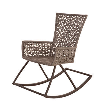 SYNGAR Fabric Upholstered Rocking Chair With Solid Wood Base And 2 Side Pockets, Mid Century Modern Nursery Rocking Armchair Tall Back For Home Office Living Room Bedroom Balcony, White