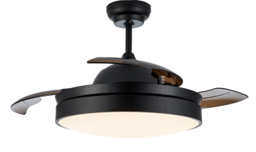 3-Blades Black Modern Retractable Ceiling Fan with Light