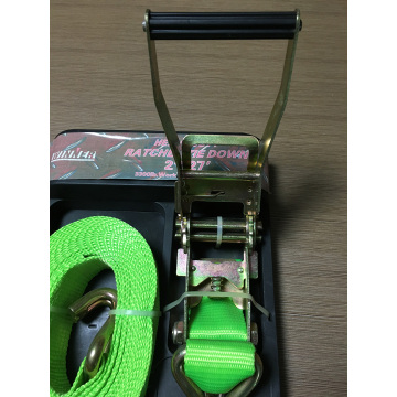 50mm Green Ratchet Tie Down Lashing Strap with Zinc Plating Surface