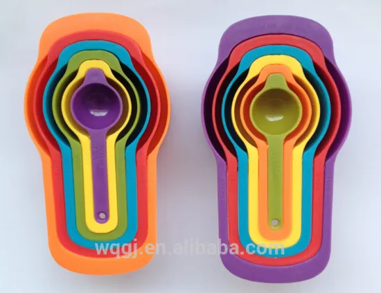 Colorful Plastic Kitchen Measuring Cup Spoon Set with Different Size and Colours 6PCS Rainbow Measuring Cup and Spoon