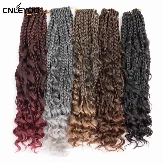 12 inch Bohemian Box Braid Crochet Hair 16 Roots Short BOHO GoddessCrochet Box Braiding Hair Extension