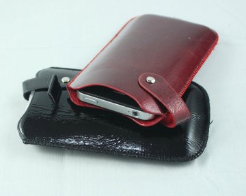 Water Wave Pouch Iphone4 Leather Cases With Anti Shedding Button Design