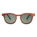 Round Polarised Wooden Sunglasses