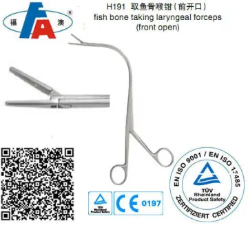 Fish bone taking laryngeal forceps, Laryngeal instruments