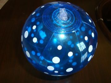Blue PVC Inflatable Beach Ball with White Dots