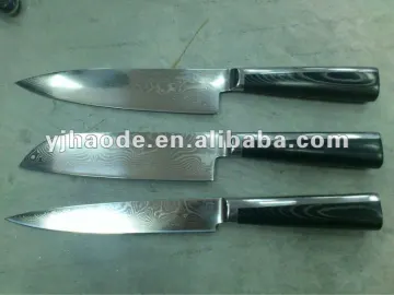 3 pcs Damascus steel knife set
