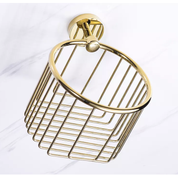 Латунные золотополированные настенные настенные корзины для ванной комнаты