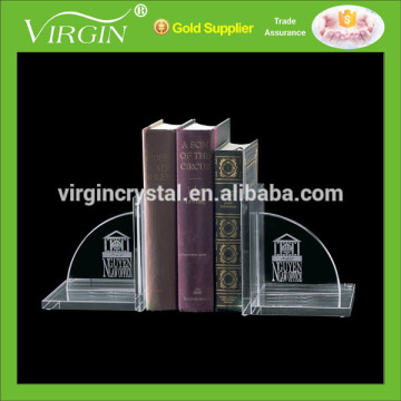 Office optical crystal glass book ends, book display holder as desk stationary set