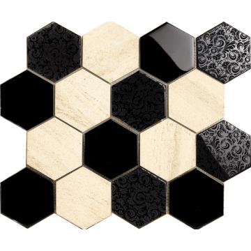 Marble Glass Mixed Hexagon Mosaic Tile