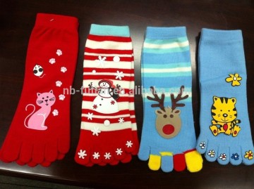FT Fashion stripe Five toe socks STOCK/ funny cotton knitted long socks
