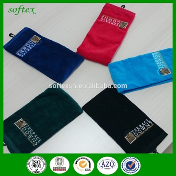 100% cotton velvet printing custom golf towels with grommet and hook