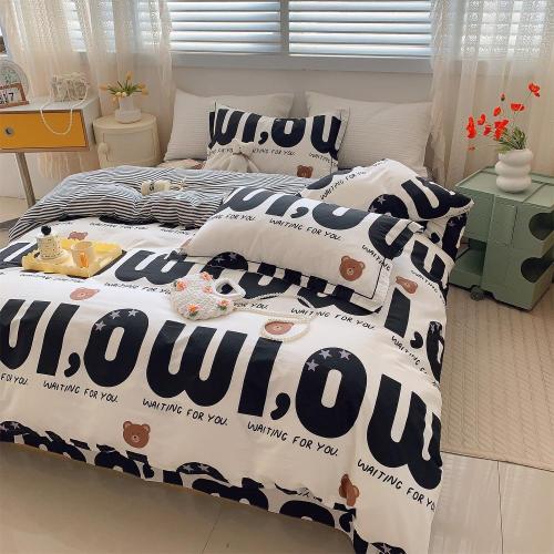 Black and white letters duvet cover bedding set