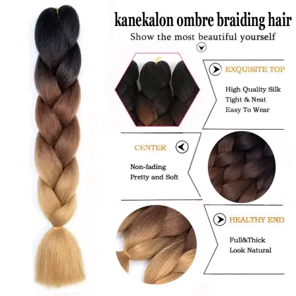 Wholesale Synthetic Prestretched Braiding Hair Crochet Extensions Yaki Ombre Color Jumbo Expression Braiding Hair