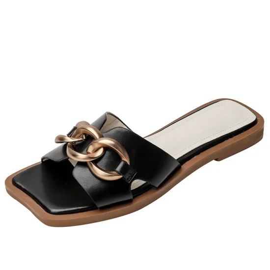 2021 metal chain design two colors lady slipper