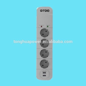 new design european power surge strip with surge protector / surge protect power extension plug and scket with usb charger port