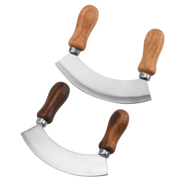 Vanilla Cutter Garlic Knife: Spot Wood Handle Double-sided Cheese Cutter Chili Knife Kitchen Tool