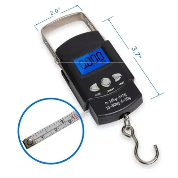 Portable 50KG/10G Electronic Luggage Scale with LCD Display and Tape Measure