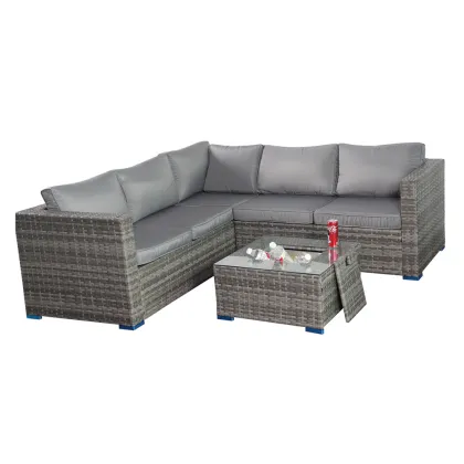 All Weather PE Rattan Furniture Sets with Ice Bucket - Outdoor Sofa Kettler Rattan Patio Garden Sale