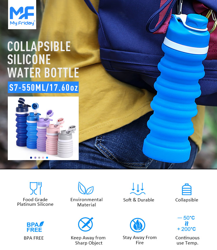 Silicone Collapsible Water Bottle BPA Free