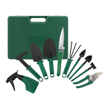 Factory Price 10pcs Stainless Steel Children's Garden Tool Set including Shovel, Pruning Shears, Rake, Weeding Knife and Hard Case