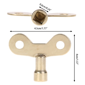 1pcs Square Socket Brass Radiator Keys Plumbing Bleeding Key Solid Water Tap For Air Valve Plumbing Tool 6mm Hole core
