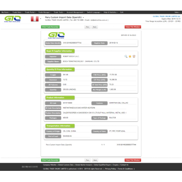 Pemanas air Peru mengimpor sampel data