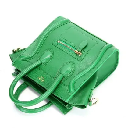 Replica, Fashionable Nano Green Original Leather Celine Square Bag With Gold Hardware