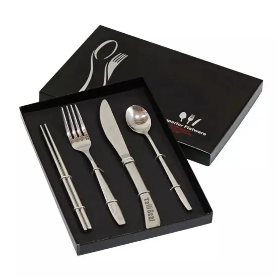 Custom Logo Black Set Tableware Packaging Rigid Box