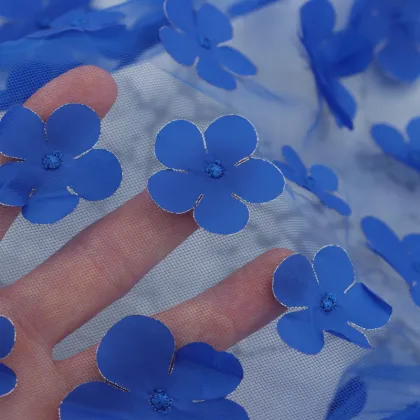 Flower Pattern Nylon Knitted Tulle Fabric