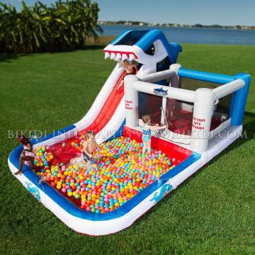 Shark Park Inflatable Bouncer, Slide with Water Pool H1001