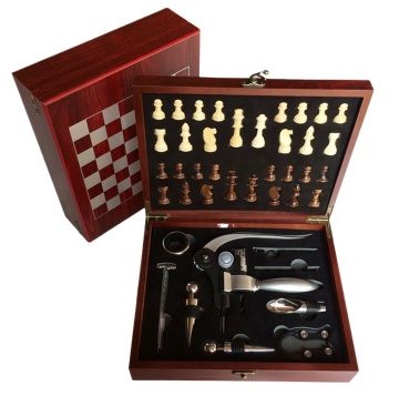 10-Piece Red Wine Bottle Kit: Cork Opener and Chess Set Gift
