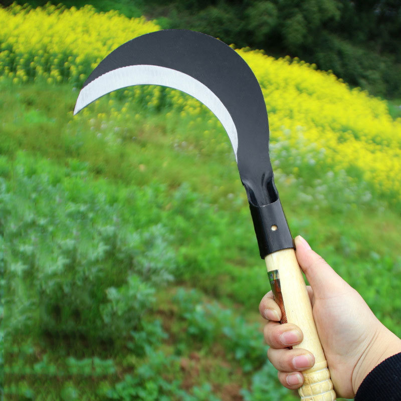 long handle grain weeding sickle  grass sickle agricultural wood handle sickle