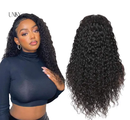 150% 180% Density Glueless Full 360 Hd 4*4 Closure Water Natural Wave Lace Front Brazilian Human Hair Wig With Baby Hair Water