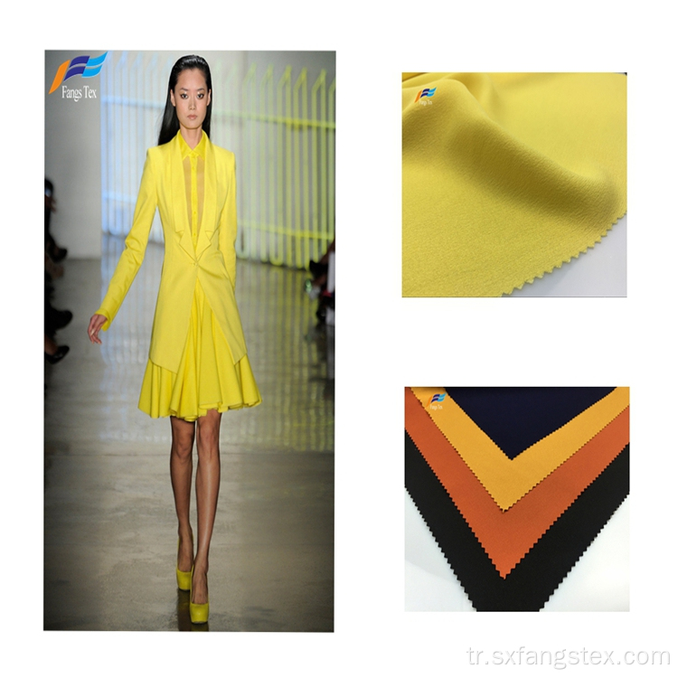 % 100 Polyester İplik Boyalı Sarı Bayan Elbise Kumaşı