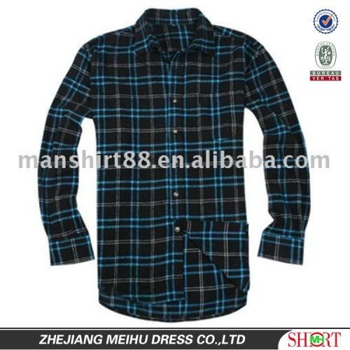 blue&black check flannel shirt cotton fashion casual shirts