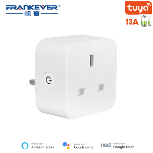 FrankEver UK Wifi Plug 13A 16A Smart Socket with Power Monitoring Surge Protector Voice Control Work with Alexa Google Home