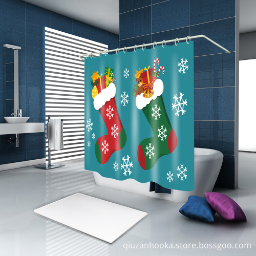 High Quality Fabric Hotel Hookless Shower Curtain Waterproof Weighted