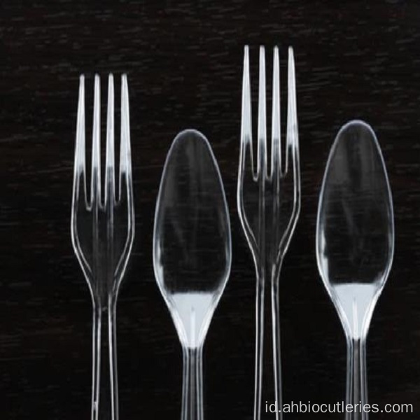 PS Transparan PP Plastik Sendok alat makan dan garpu