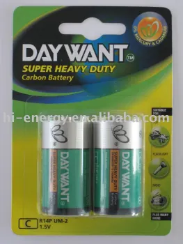 C R14P SUM-2 PVC Jacket Blister card Dry Carbon battery