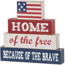 Patriotic American Flag Wooden Block