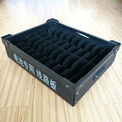 Caixa de plástico corrugado preta antiestática com divisória